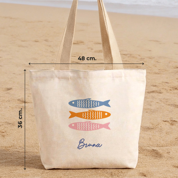 Tote Bag Peixes Coloridos com Nome Personalizado