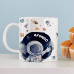 Miniatura de Caneca Infantil Inquebrável Astronauta com Nome personalizada