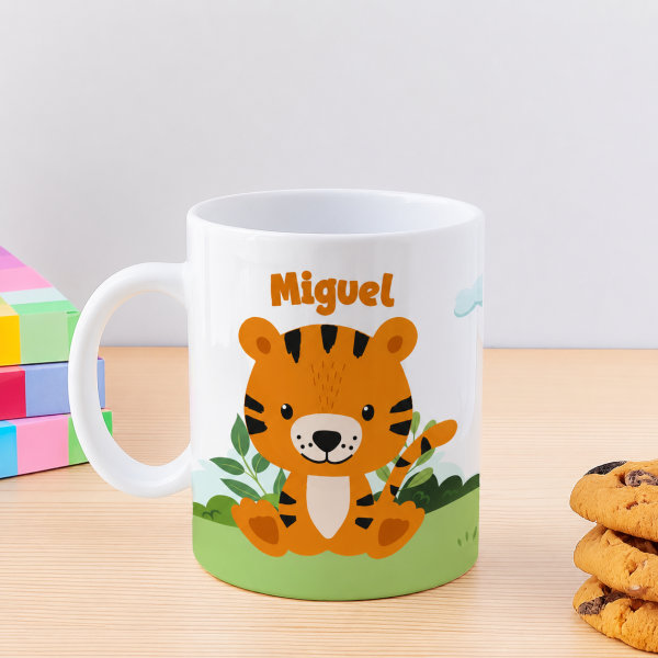 Caneca Infantil Inquebrável Animais da Selva com Nome personalizada