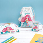 Miniatura de Caneca Infantil Inquebrável Sereia com Nome Personalizada