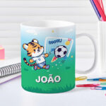 Caneca Infantil Inquebrável Futebol com Nome Personalizada Miniatura de Caneca Infantil Inquebrável Futebol com Nome Personalizada