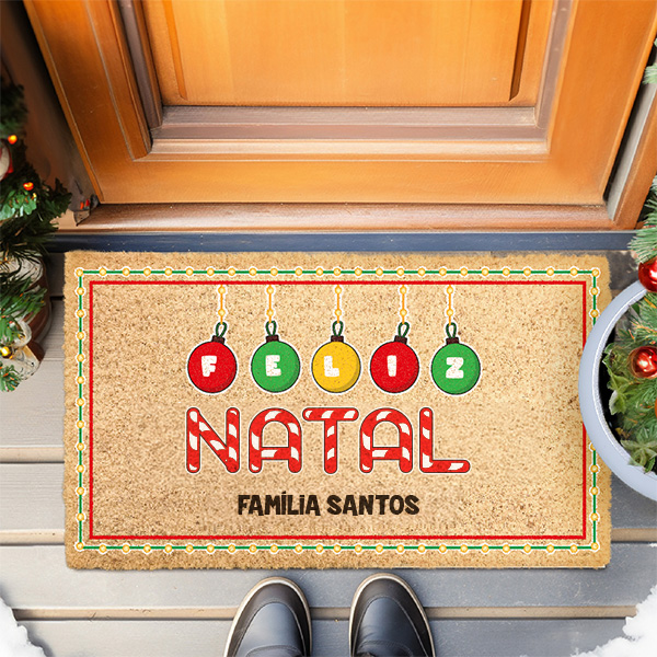 Capacho Bolas de Natal com Texto personalizado