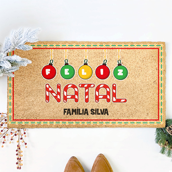 Capacho Bolas de Natal com Texto personalizado