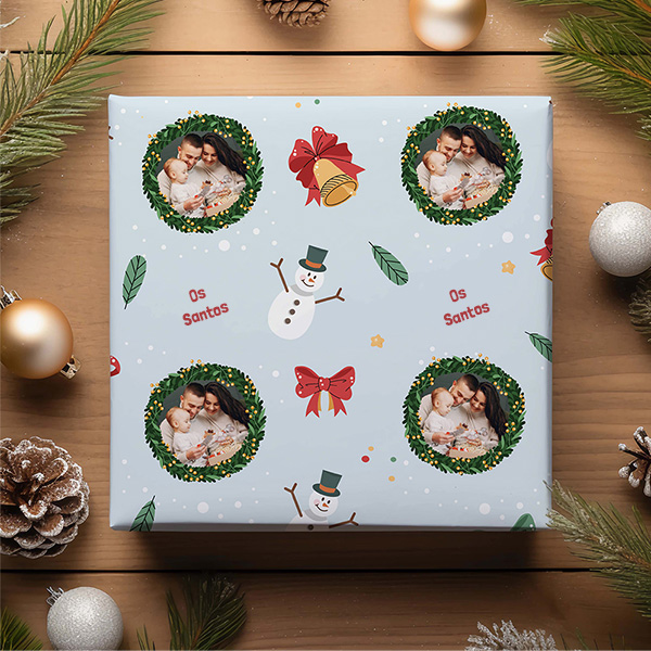 Papel de Embrulho Folhas com Foto e Texto personalizado