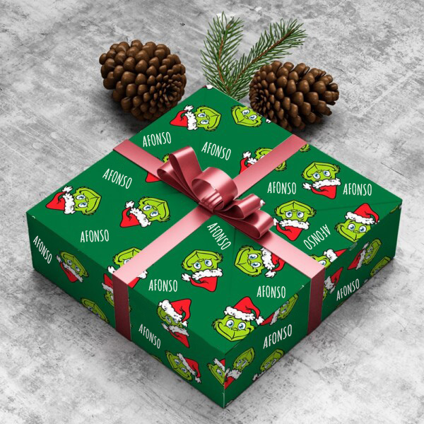 Papel de Embrulho de Natal Grinch personalizado