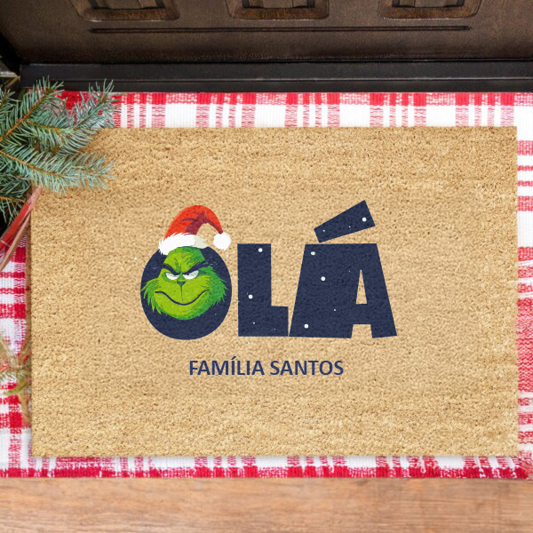Capacho de Natal Grinch com Nome personalizado